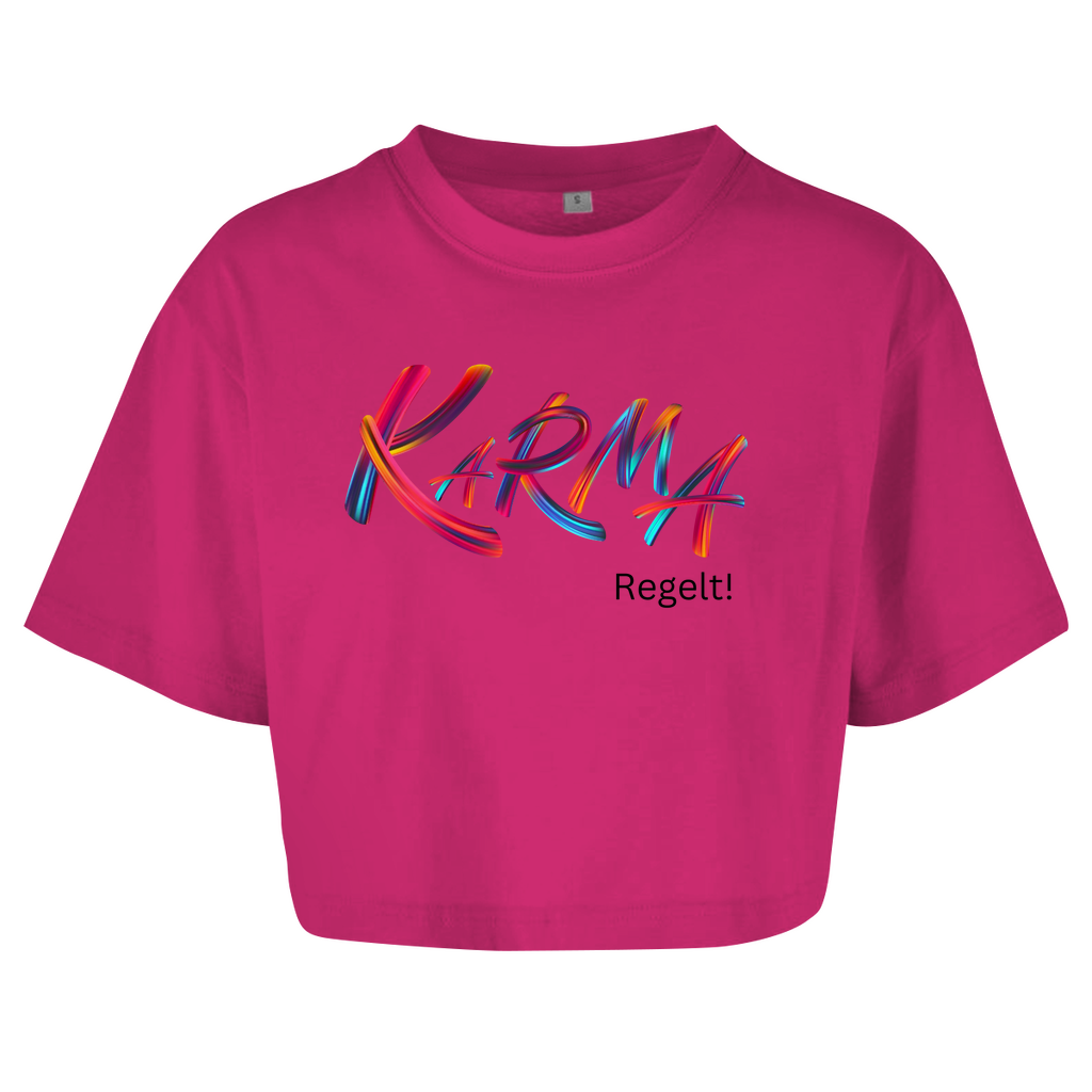 Damen Oversize Crop Top  "Karma Regelt"