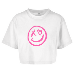 Damen Oversize Crop Top  "smiley"