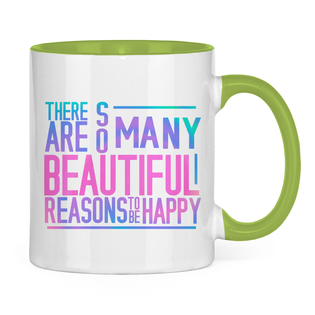 Tasse zweifarbig "So many reasons to be happy" - Grafikmagie