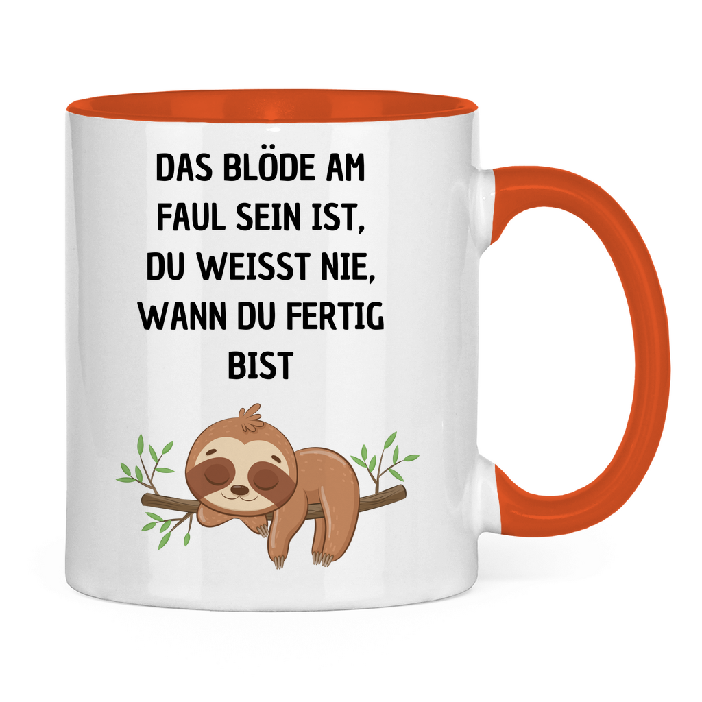 Tasse zweifarbig "Das blöde am Faul sein.." - Grafikmagie
