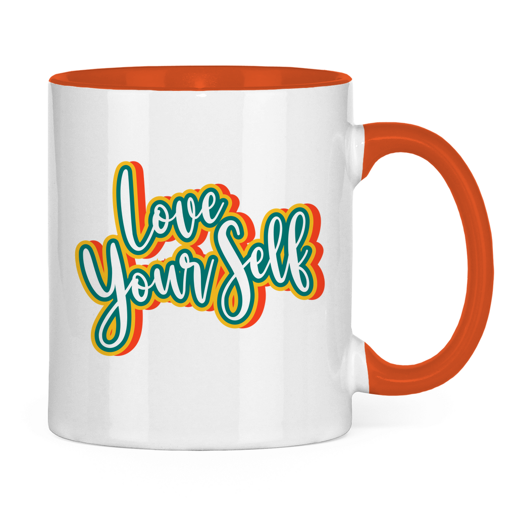 Tasse zweifarbig "Love yourself" - Grafikmagie
