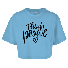 Damen Oversize Crop Top  "Think Positive"