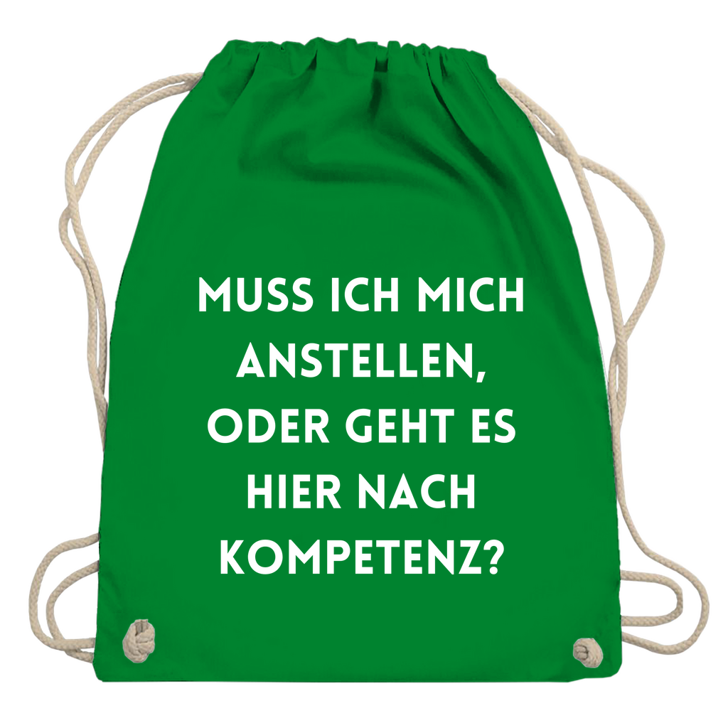 Turnbeutel "Muss ich mich anstellen"