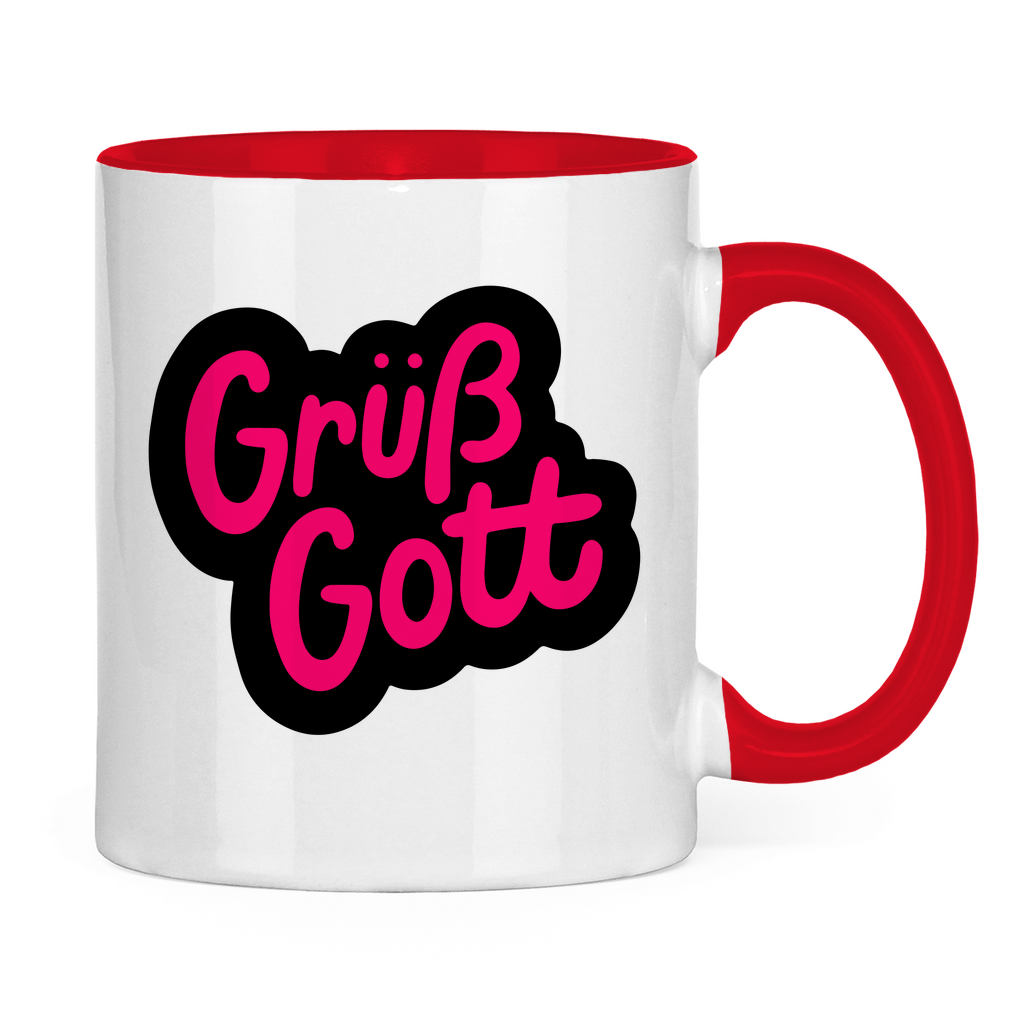 Tasse zweifarbig "Grüß Gott" - Grafikmagie