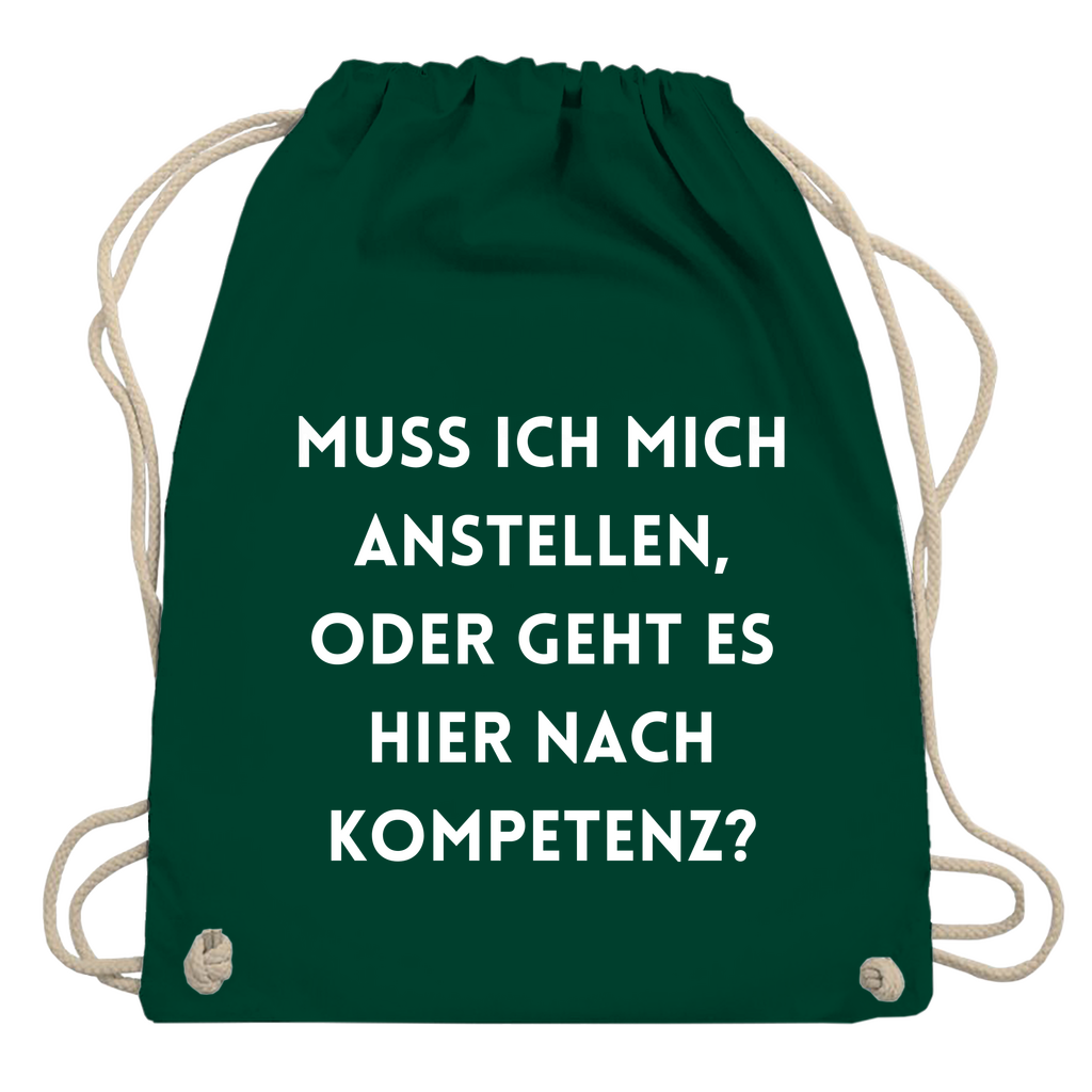 Turnbeutel "Muss ich mich anstellen"