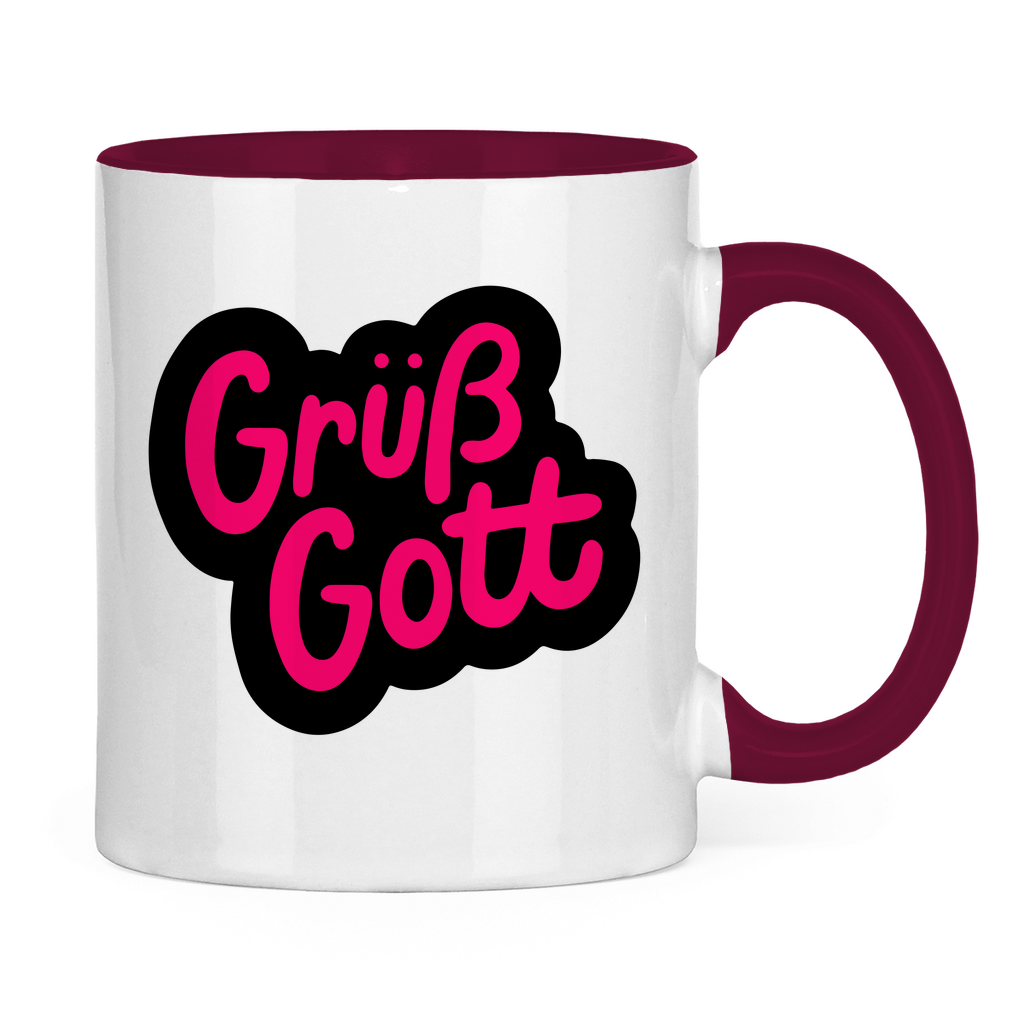 Tasse zweifarbig "Grüß Gott" - Grafikmagie