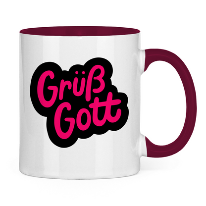 Tasse zweifarbig "Grüß Gott" - Grafikmagie