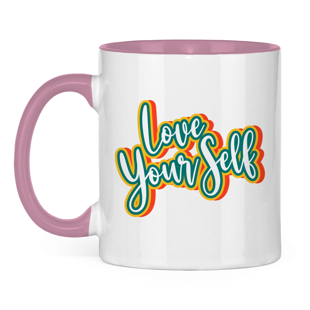 Tasse zweifarbig "Love yourself" - Grafikmagie