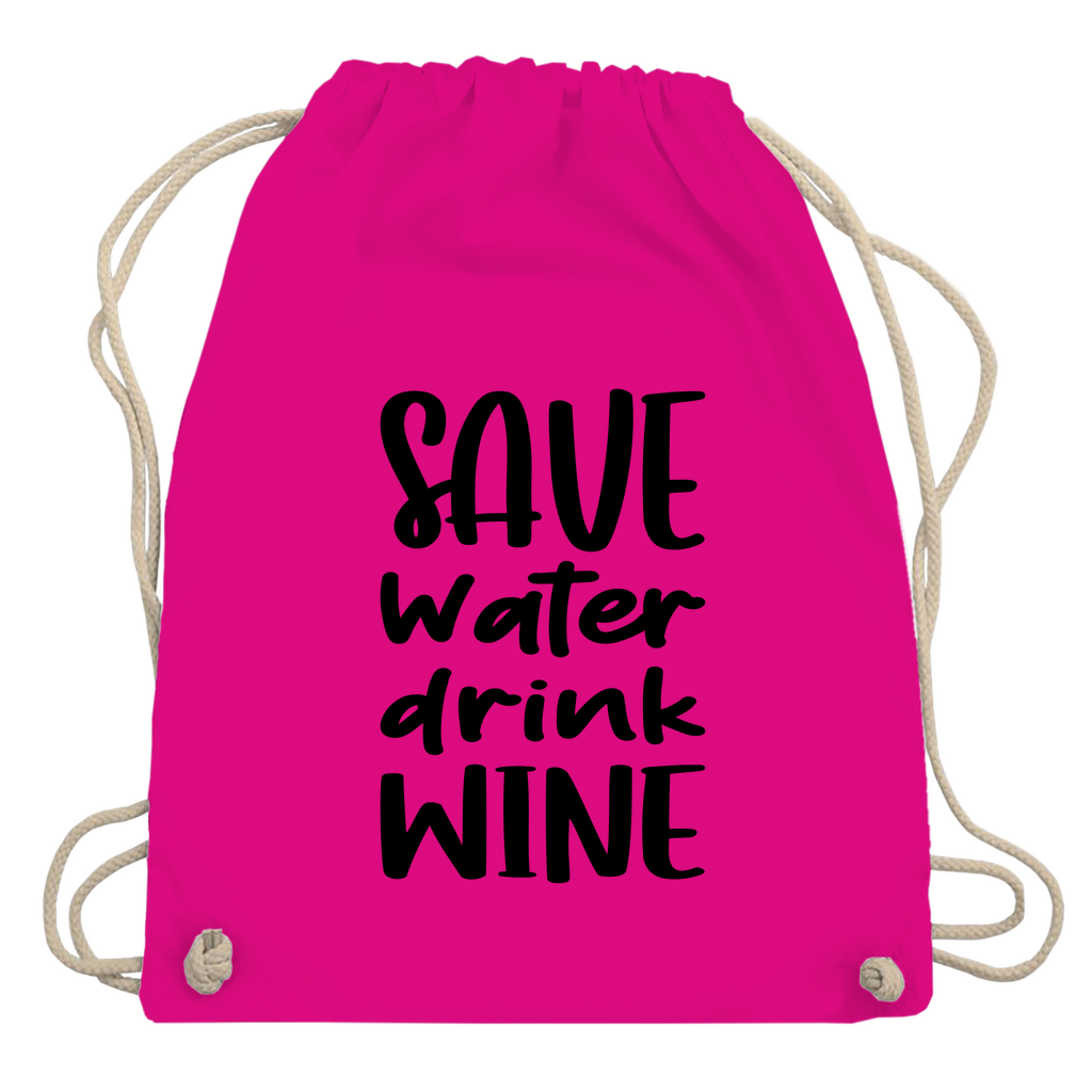 Turnbeutel "Save water drink wine"