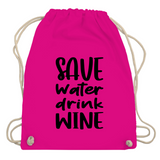 Turnbeutel "Save water drink wine"