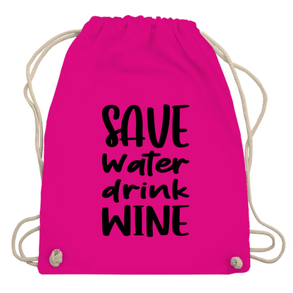 Turnbeutel "Save water drink wine"