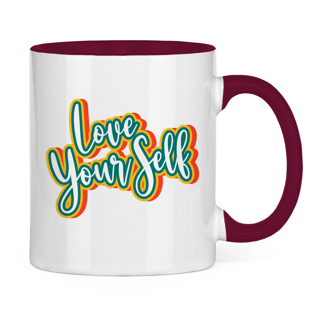 Tasse zweifarbig "Love yourself" - Grafikmagie