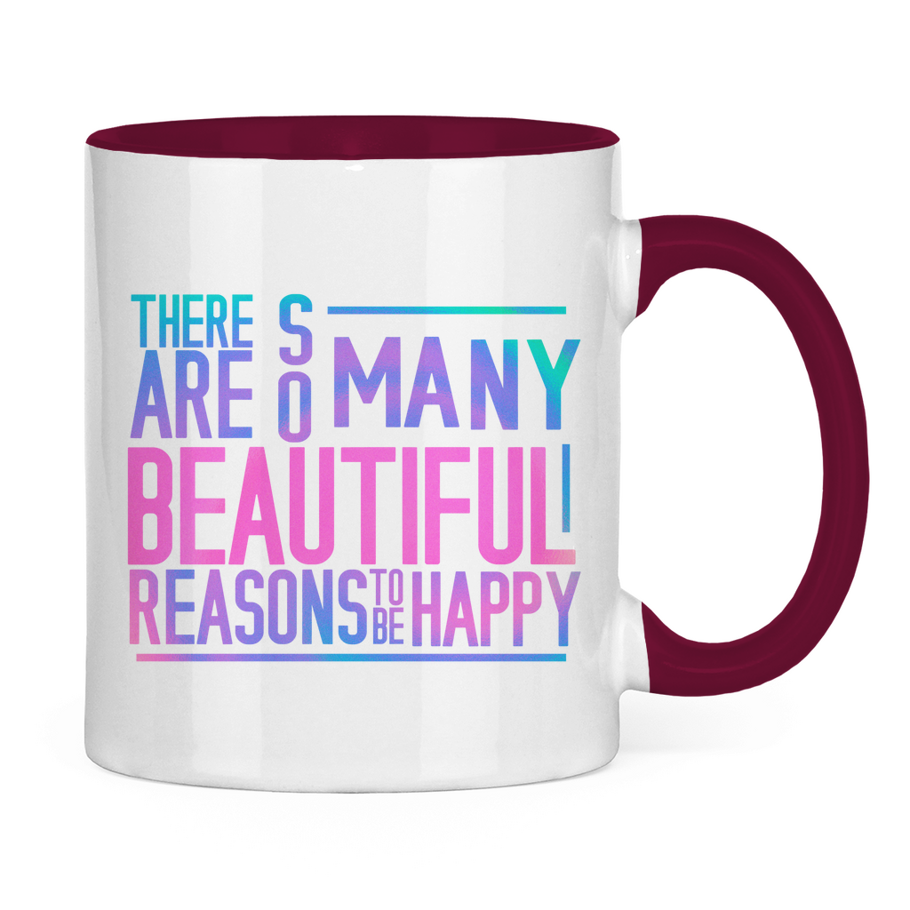 Tasse zweifarbig "So many reasons to be happy" - Grafikmagie
