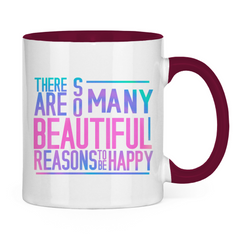 Tasse zweifarbig "So many reasons to be happy" - Grafikmagie
