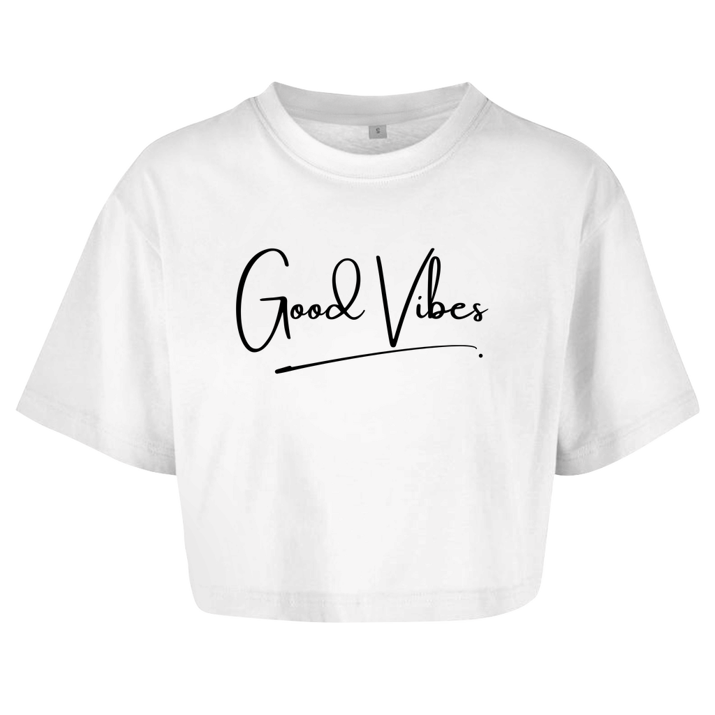 Damen Oversize Crop Top  "Good Vibes"