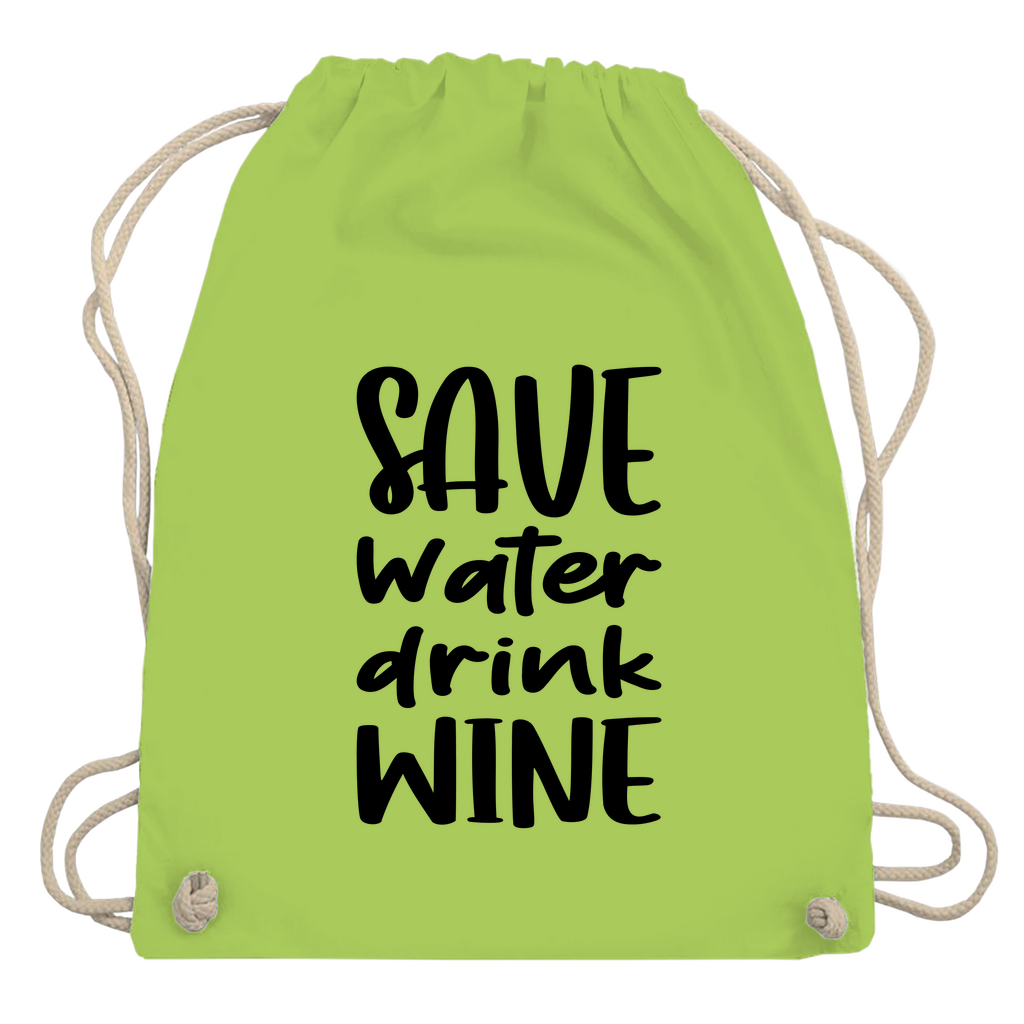 Turnbeutel "Save water drink wine"