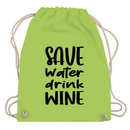 Turnbeutel "Save water drink wine"