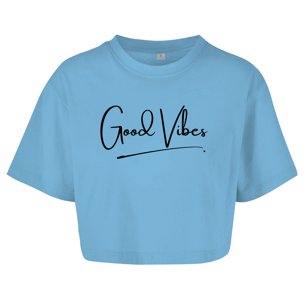 Damen Oversize Crop Top  "Good Vibes"