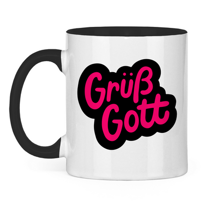 Tasse zweifarbig "Grüß Gott" - Grafikmagie