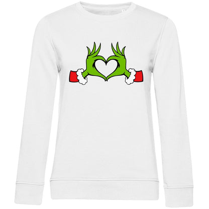 Damen Bio Sweatshirt "Grinch Herz" - Grafikmagie