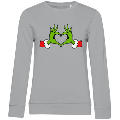 Damen Bio Sweatshirt "Grinch Herz" - Grafikmagie