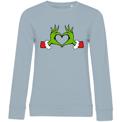 Damen Bio Sweatshirt "Grinch Herz" - Grafikmagie