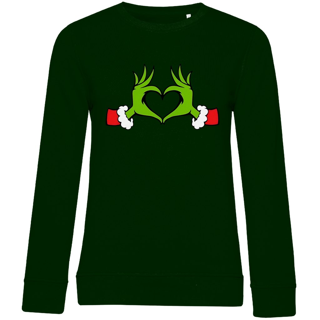 Damen Bio Sweatshirt "Grinch Herz" - Grafikmagie