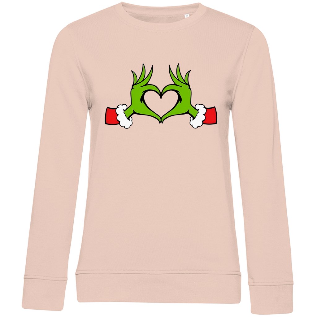 Damen Bio Sweatshirt "Grinch Herz" - Grafikmagie