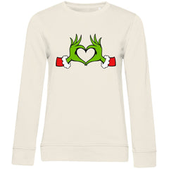 Damen Bio Sweatshirt "Grinch Herz" - Grafikmagie