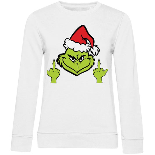 Damen Bio Sweatshirt "Grinch Mittelfinger" - Grafikmagie