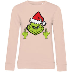 Damen Bio Sweatshirt "Grinch Mittelfinger" - Grafikmagie