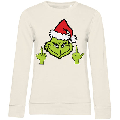 Damen Bio Sweatshirt "Grinch Mittelfinger" - Grafikmagie