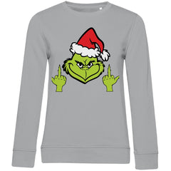 Damen Bio Sweatshirt "Grinch Mittelfinger" - Grafikmagie