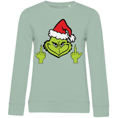 Damen Bio Sweatshirt "Grinch Mittelfinger" - Grafikmagie