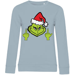 Damen Bio Sweatshirt "Grinch Mittelfinger" - Grafikmagie