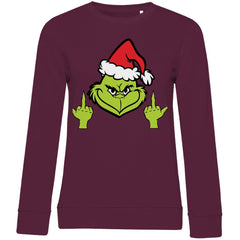 Damen Bio Sweatshirt "Grinch Mittelfinger" - Grafikmagie