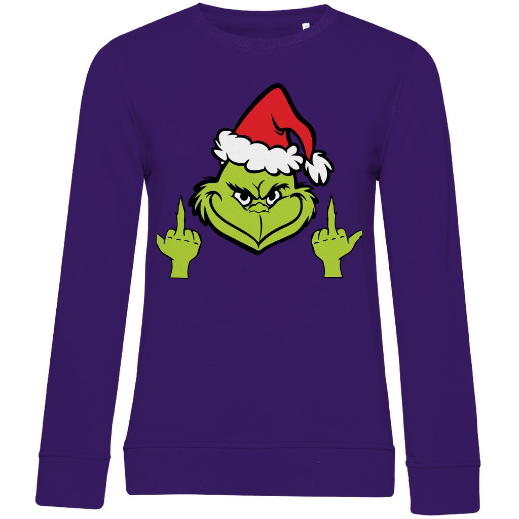 Damen Bio Sweatshirt "Grinch Mittelfinger" - Grafikmagie