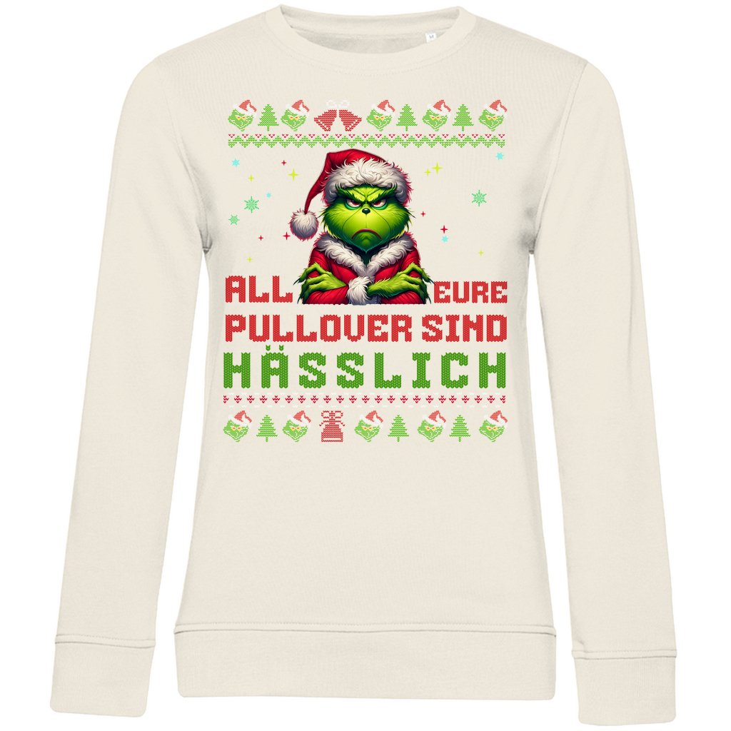 Damen Bio Sweatshirt "Grinch Weihnachtspullover" - Grafikmagie