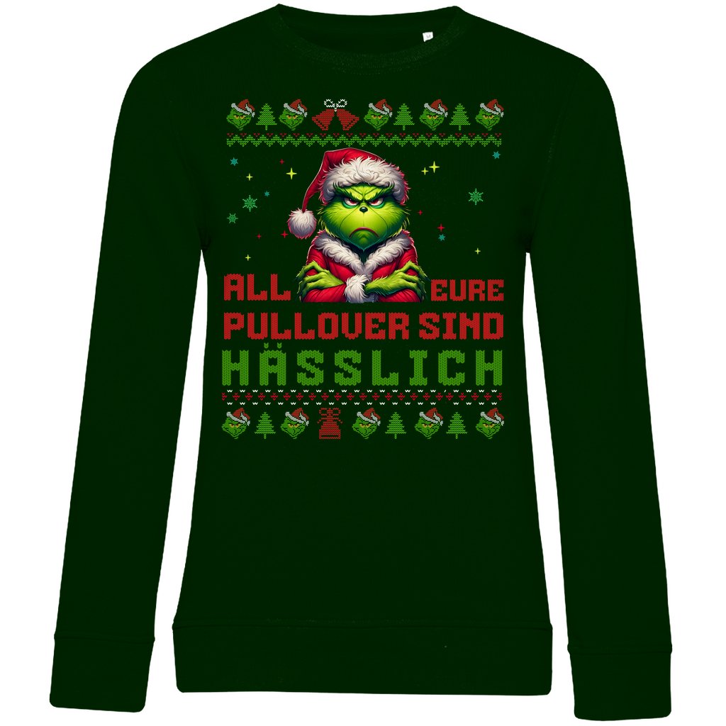 Damen Bio Sweatshirt "Grinch Weihnachtspullover" - Grafikmagie