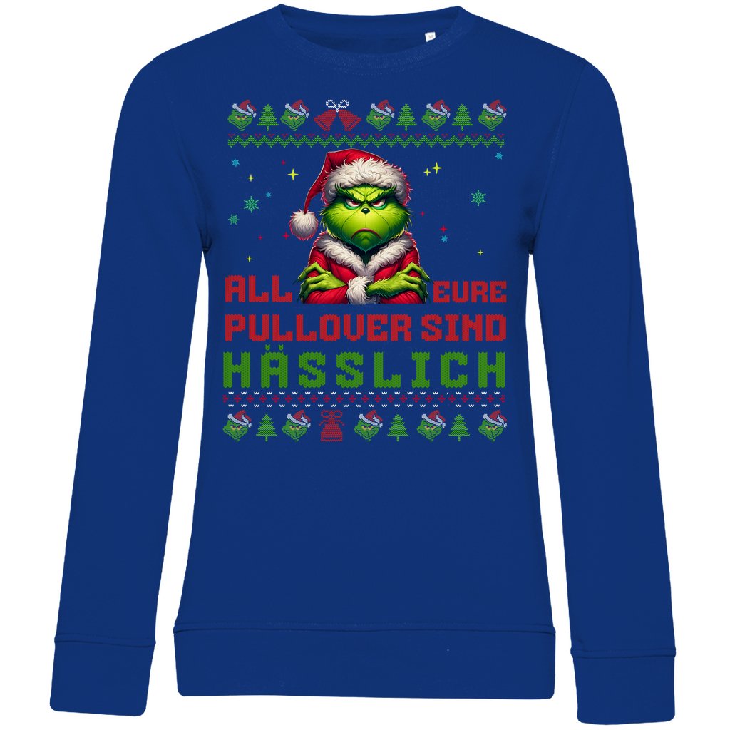 Damen Bio Sweatshirt "Grinch Weihnachtspullover" - Grafikmagie