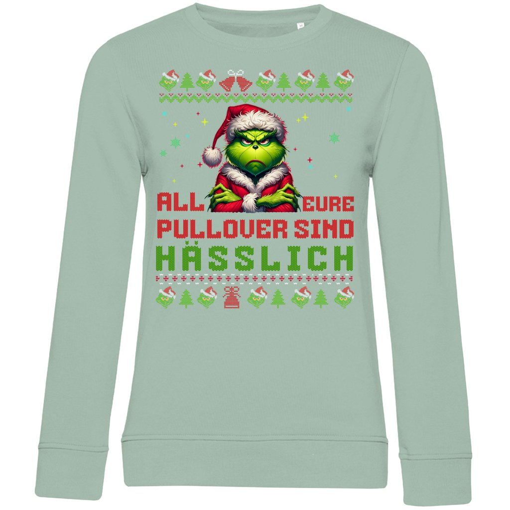 Damen Bio Sweatshirt "Grinch Weihnachtspullover" - Grafikmagie