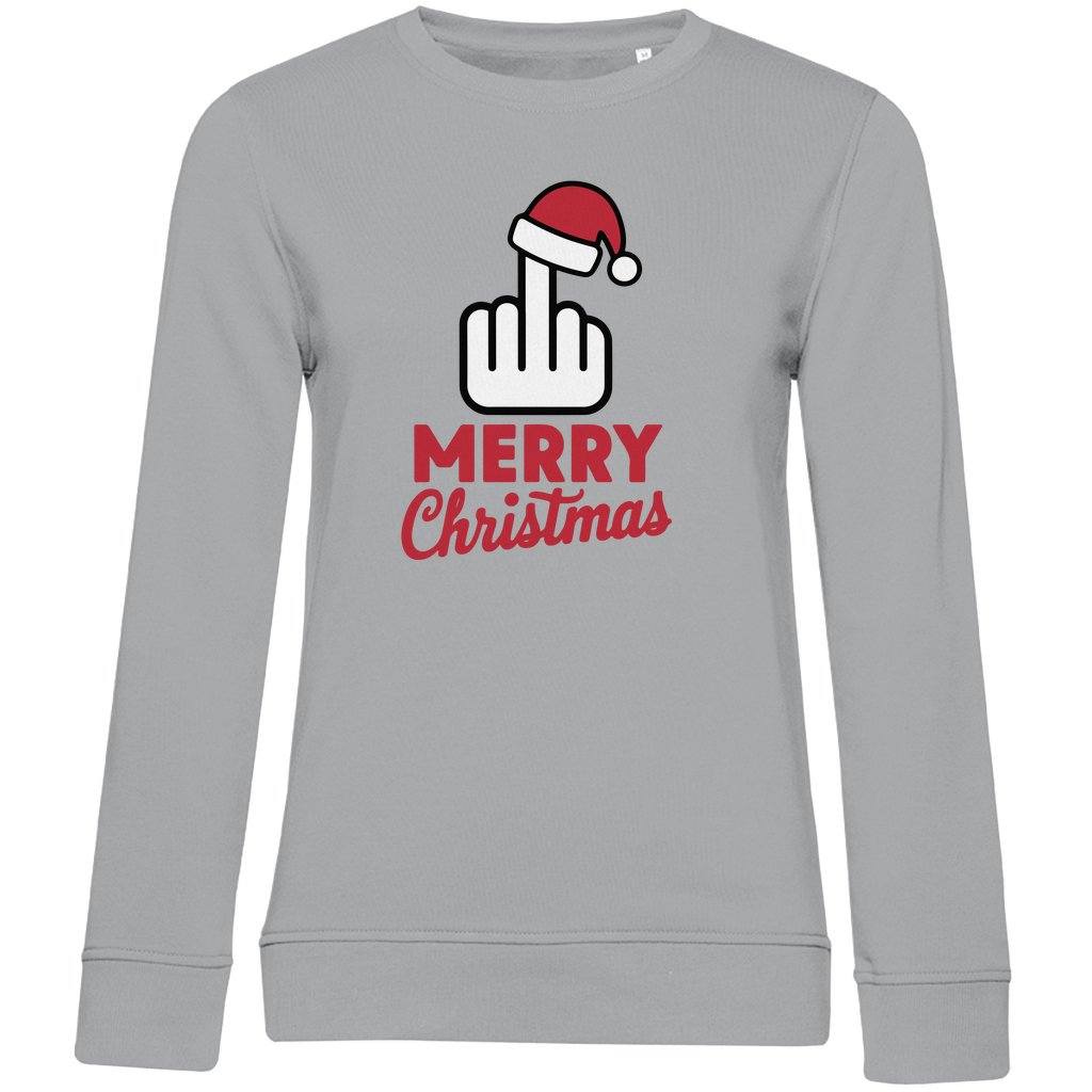 Damen Bio Sweatshirt "Merry Christmas Mittelfinger" - Grafikmagie