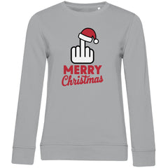 Damen Bio Sweatshirt "Merry Christmas Mittelfinger" - Grafikmagie