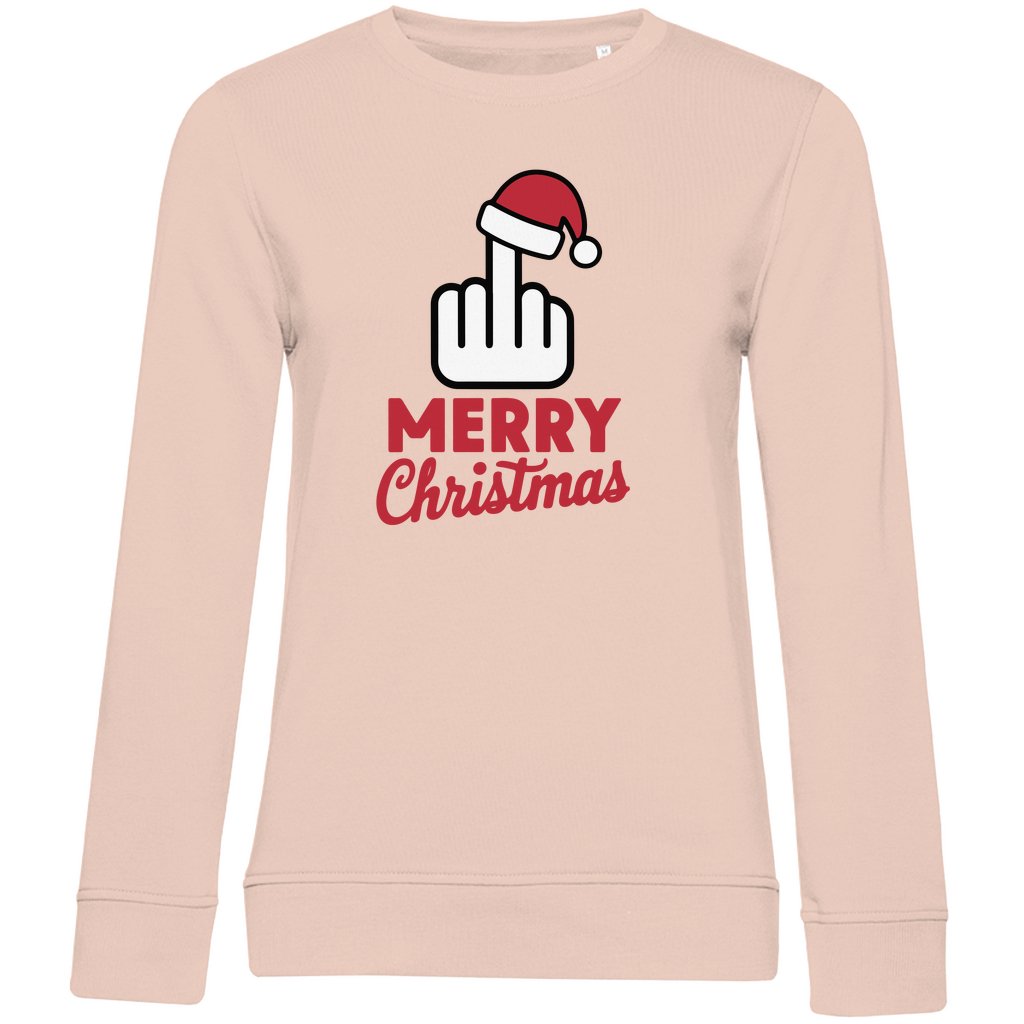 Damen Bio Sweatshirt "Merry Christmas Mittelfinger" - Grafikmagie