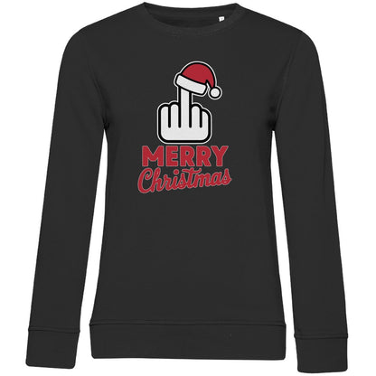 Damen Bio Sweatshirt "Merry Christmas Mittelfinger" - Grafikmagie