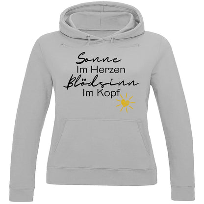 Damen Hoodie "Sonne im Herzen Blödsinn im Kopf " - Grafikmagie