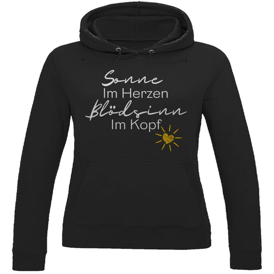 Damen Hoodie "Sonne im Herzen Blödsinn im Kopf " - Grafikmagie