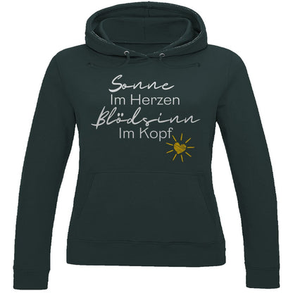 Damen Hoodie "Sonne im Herzen Blödsinn im Kopf " - Grafikmagie