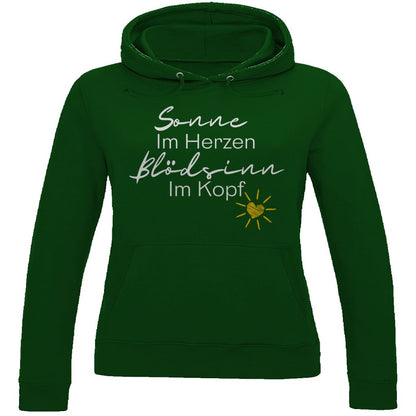 Damen Hoodie "Sonne im Herzen Blödsinn im Kopf " - Grafikmagie