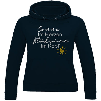 Damen Hoodie "Sonne im Herzen Blödsinn im Kopf " - Grafikmagie